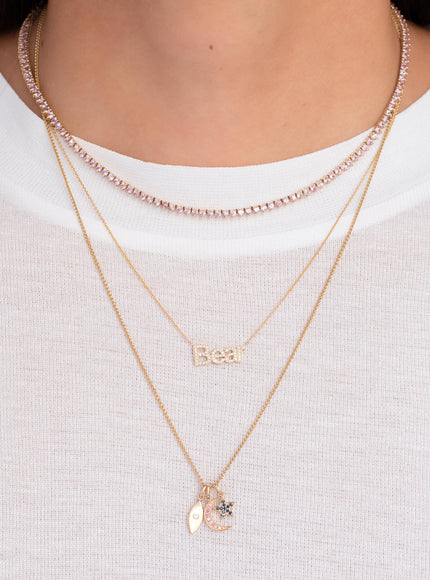 Zoe Lev 14K Gold Evil Eye with Tiny Diamond Pendant