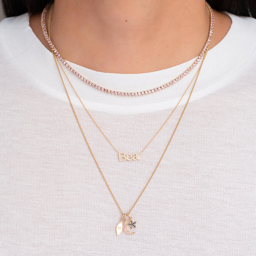 Zoe Lev 14K Gold Evil Eye with Tiny Diamond Pendant