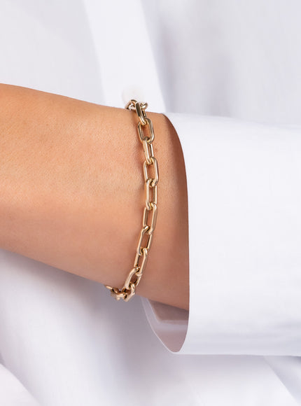 Zoe Lev 14K Gold Large Open Link Chain Bracelet with Diamond Toggle