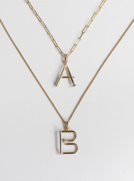 Zoe Lev 14K Gold Large Initial Nail Pendant
