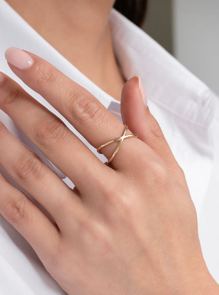 Zoe Lev 14K Gold X Ring