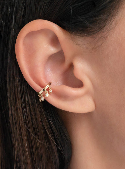 Zoe Lev 14K Gold Ear Cuff with Diamond Fringes