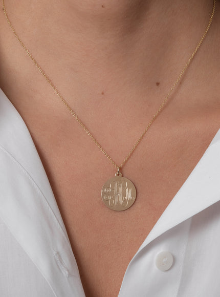 Zoe Lev 14K Gold Large Engraved Disc Necklace