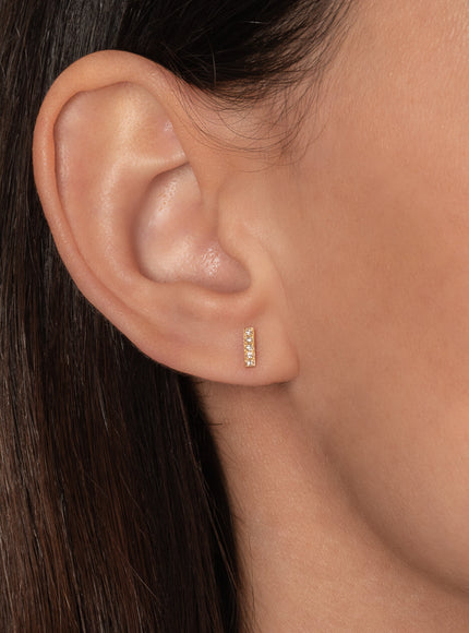 Zoe Lev Diamond Bar Stud Earrings