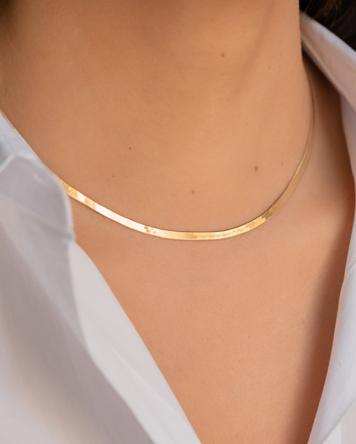 Zoe Lev 14K Gold Herringbone Necklace