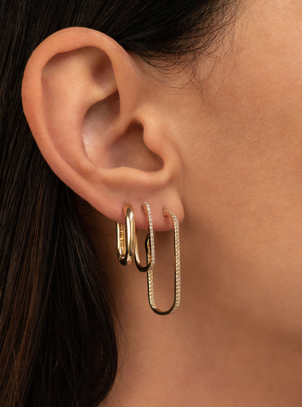 Zoe Lev 14K Gold Thick Oval Hoop Earrings