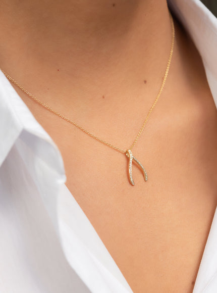 Zoe Lev Diamond Wishbone Pendant