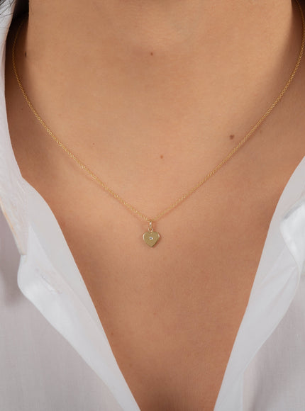 Zoe Lev 14K Gold Heart with Tiny Diamond Pendant
