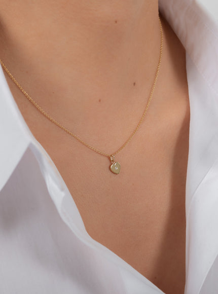 Zoe Lev 14K Gold Heart with Tiny Diamond Pendant