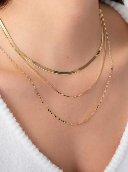 Zoe Lev 14K Gold Herringbone Necklace