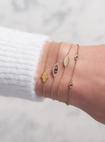 Zoe Lev 14K Gold Diamond Evil Eye Bracelet