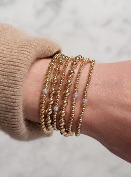 Zoe Lev 14K Gold 3mm and 5mm Bead Bracelet