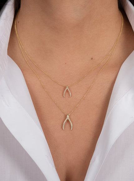 Zoe Lev Diamond Wishbone Pendant