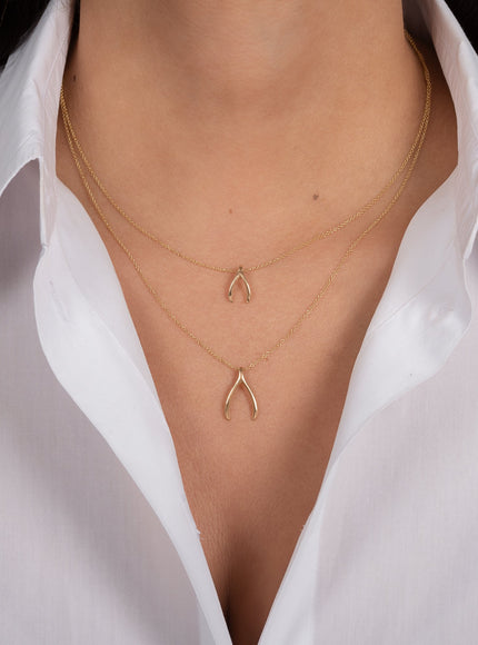 Zoe Lev 14K Gold Wishbone Pendant