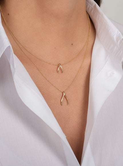 Zoe Lev 14K Gold Wishbone Pendant