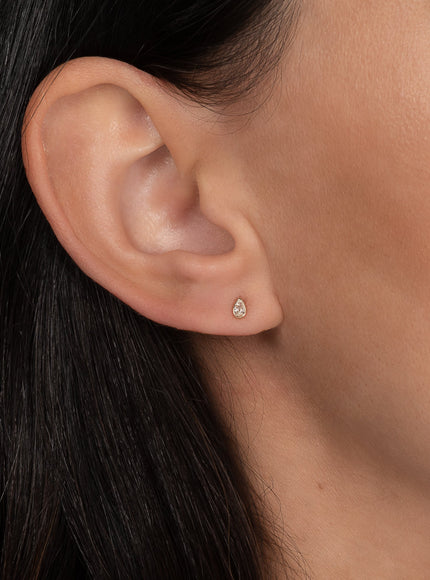 Zoe Lev Pear Bezel Diamond Stud Earrings
