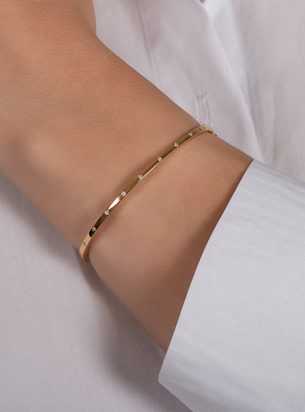 Zoe Lev 14K Gold Diamond Dot Bangle
