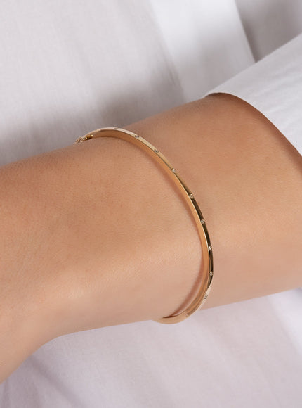 Zoe Lev 14K Gold Diamond Dot Bangle