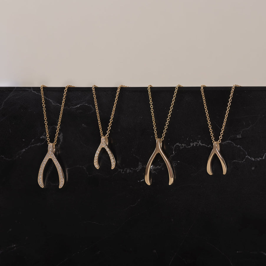 Zoe Lev Kids 14K Gold Mini Wishbone Necklace