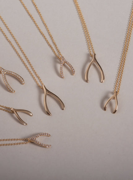 Zoe Lev Kids 14K Gold Mini Wishbone Necklace
