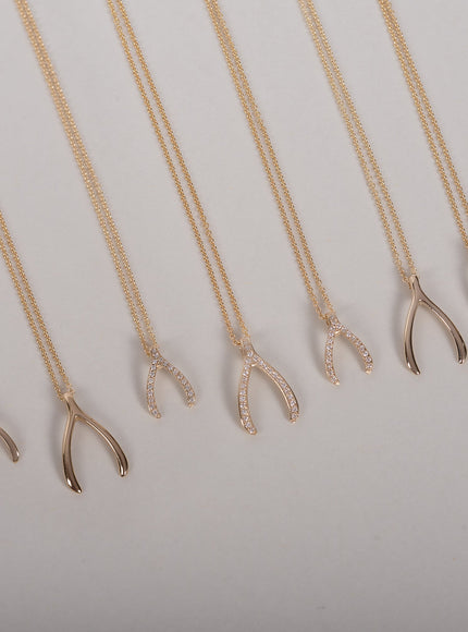 Zoe Lev Kids 14K Gold Mini Wishbone Necklace