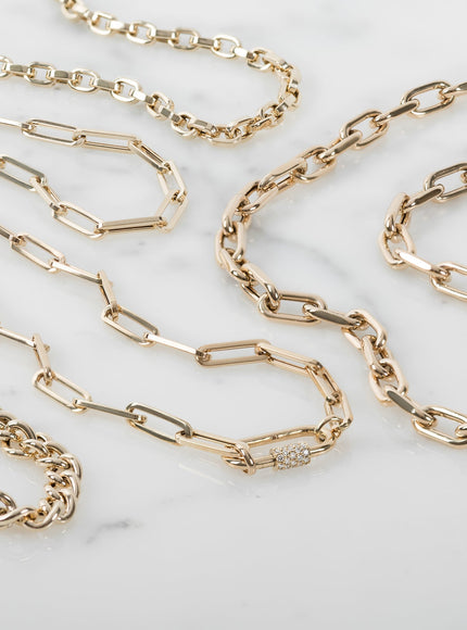 Zoe Lev 14K Gold Large Paper Clip Chain with Diamond Carabiner Necklace
