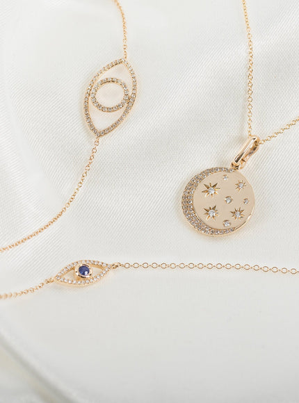 Zoe Lev Diamond and Sapphire Evil Eye Bracelet