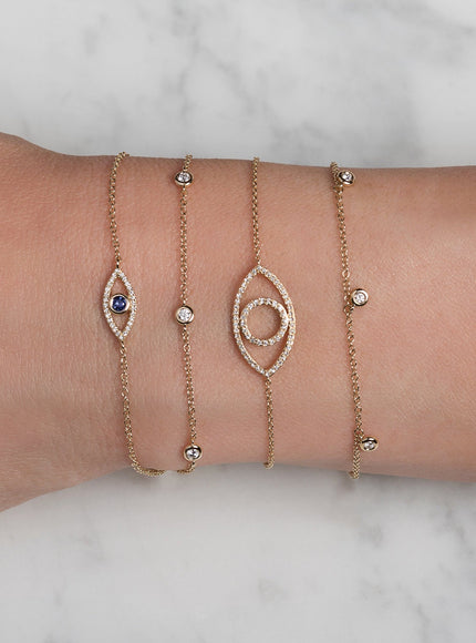 Zoe Lev Diamond and Sapphire Evil Eye Bracelet