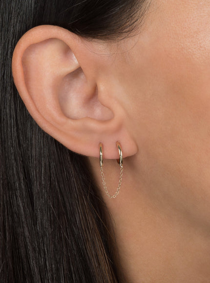 Zoe Lev 14K Gold Small Chain Huggie Earrings