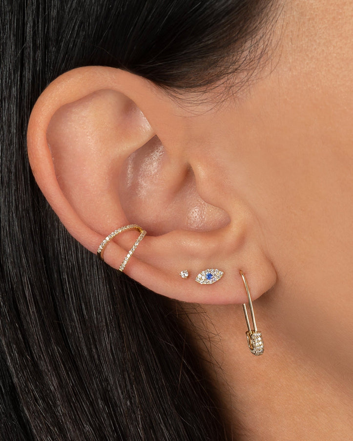 Zoe Lev Diamond Mini Evil Eye Stud Earrings