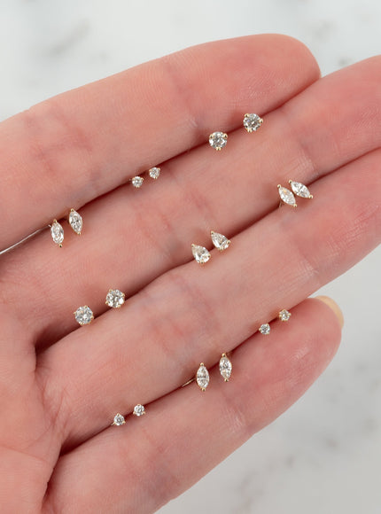 Zoe Lev 3 Prong Diamond Stud Earrings