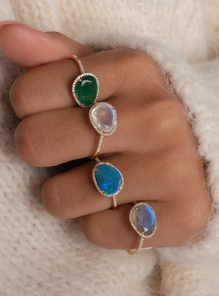 Zoe Lev Diamond Emerald Ring