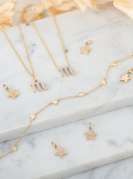 Zoe Lev 14K Gold Star with Tiny Diamond Pendant