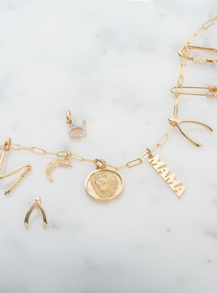 Zoe Lev 14K Gold Large Initial Nail Pendant