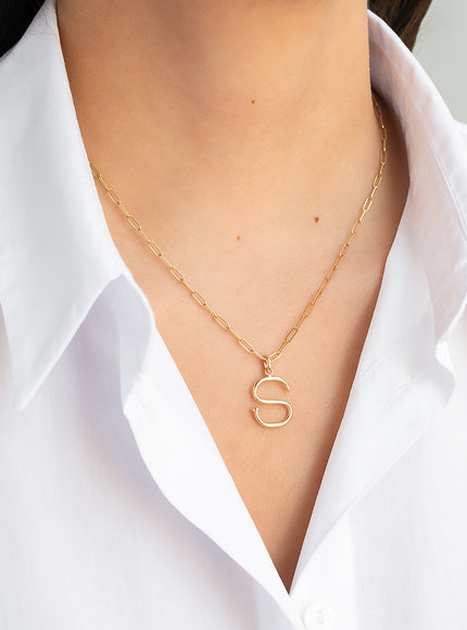 Zoe Lev 14K Gold Large Initial Nail Pendant
