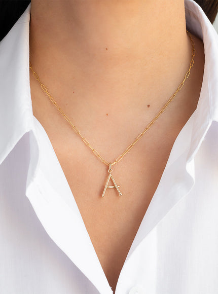 Zoe Lev 14K Gold Large Initial Nail Pendant