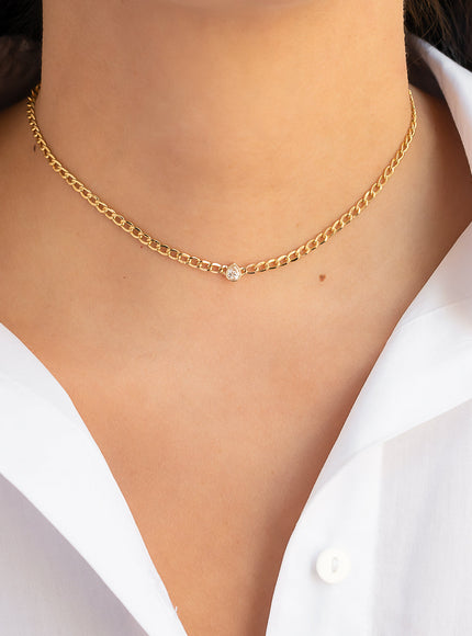 Zoe Lev Cuban Link Pear Diamond Choker
