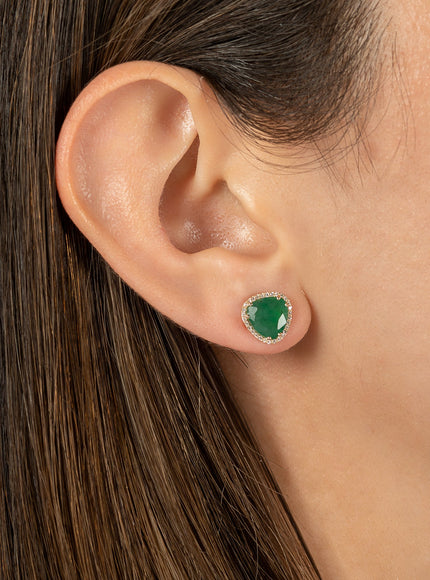 Zoe Lev Diamond Emerald Stud Earrings
