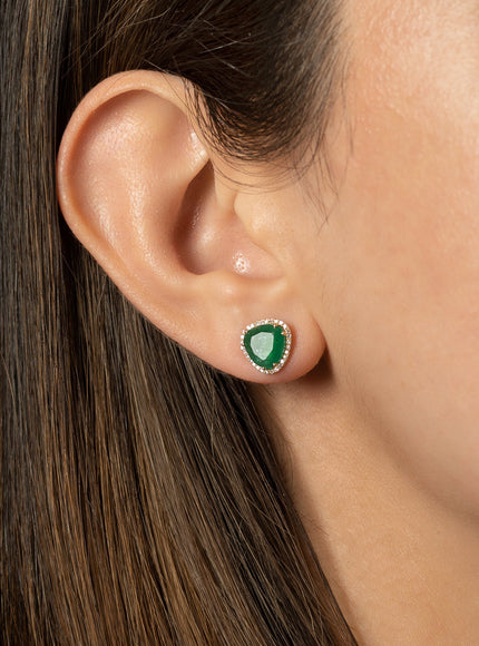 Zoe Lev Diamond Emerald Stud Earrings