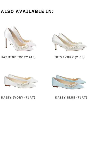 Bella Belle Daisy Ivory 3D Floral Pearl Wedding Flats