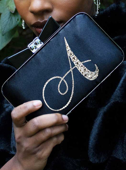 Joy Crystal Initial Bow Clutch