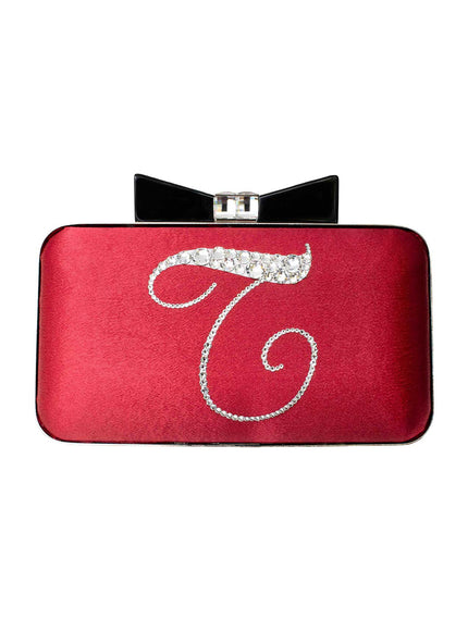 Ariel Taub Joy Crystal Initial Bow Clutch