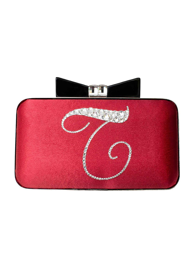 Ariel Taub Joy Crystal Initial Bow Clutch