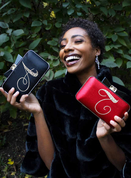 Joy Crystal Initial Bow Clutch