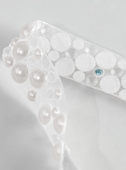 Isabella Pearl and Crystal Belt White