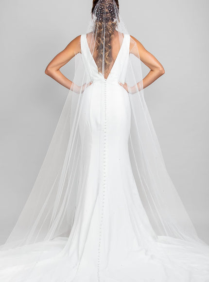 Kaylen Cathedral Mantilla Veil with Heavy Crystal Top
