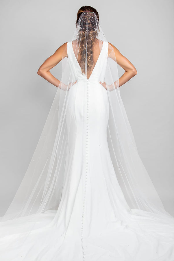Kaylen Cathedral Mantilla Veil with Heavy Crystal Top