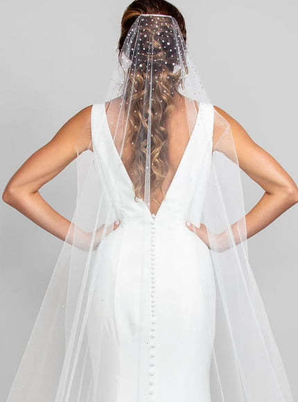Kaylen Cathedral Mantilla Veil with Heavy Crystal Top