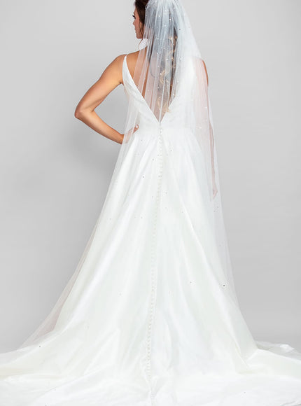 Kelly Cathedral Veil with Heavy Crystal Top and Hidden Heart Detail