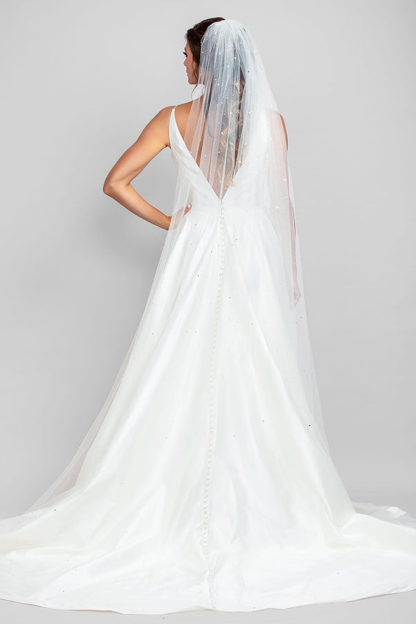 Kelly Cathedral Veil with Heavy Crystal Top and Hidden Heart Detail